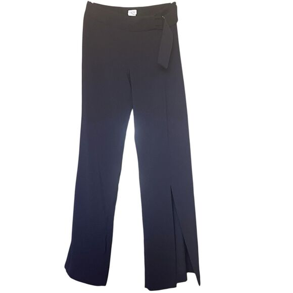 Cache Overlay Wide Leg Pants Size 4 Y2K Slit Black NWT Statement Trousers - Picture 2 of 16